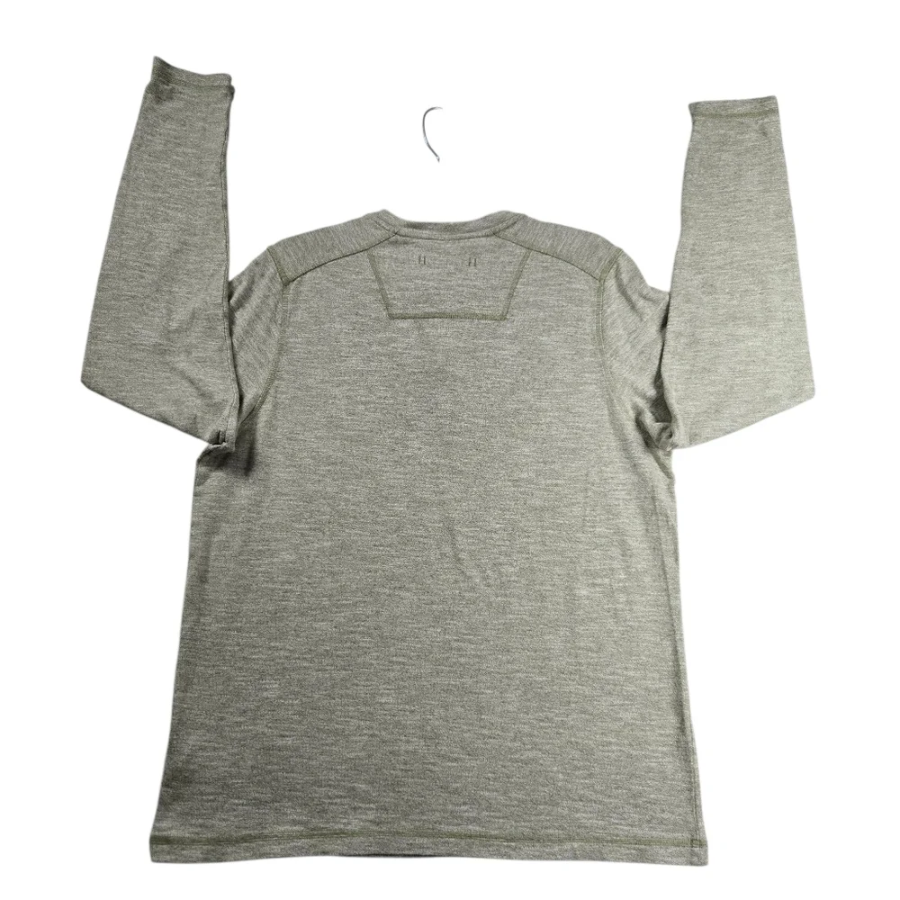 The North Face Men Medium Long Sleeve Henley Green Buttons Pullover Cotton Blend